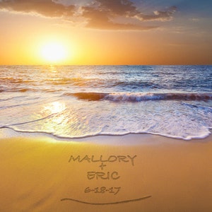 Personalisierte Hochzeitsgeschenk, Jahrestag Geschenk, Namen im Sand, romantische Strand Dekor, personalisierte Foto pp92