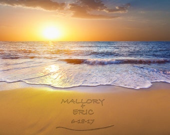 Personalisierte Hochzeitsgeschenk, Jahrestag Geschenk, Namen im Sand, romantische Strand Dekor, personalisierte Foto pp92