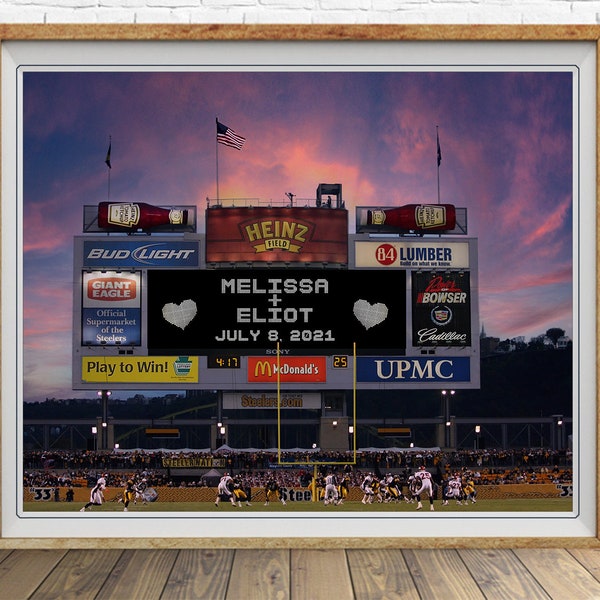 Personalized Wedding Gift, Pittsburgh Steelers, Sign Anniversary Gift Heinz Field Football Decor Wall Art p263