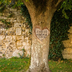 Personalized Wedding Gift Tree Carved Names Heart Customized Photo Anniversary Valentines Day Invitation pp151