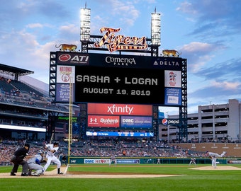 Personalized Wedding Gift, Detroit Tigers Stadium, Comerica Park, Anniversary Gift Baseball Decor Wall Art p212