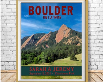 Personalized Wedding Gift, Boulder Colorado Wedding, Flatiron Mountains, Unique Romantic Gift, Anniversary Gift, Valentines Day Gift pp345