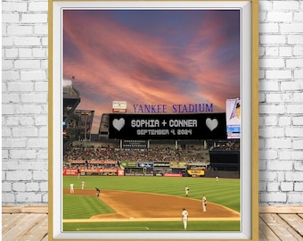 Personalized Wedding Gift, New York Yankees Stadium, Anniversary Gift, Valentines Gift, NYC Decor, Yankees Decor, Baseball Decor pp229