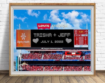 Personalized Wedding Gift, San Francisco 49ers, Levi Stadium Sign Anniversary Gift Football Decor Wall Art p264