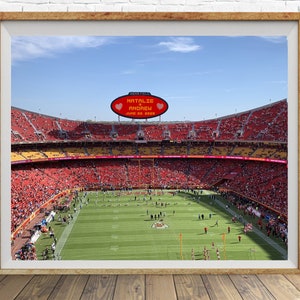 Personalized Wedding Gift, Kansas City Chiefs Print, Anniversary Gift, Valentines Gift, Football Decor, Chiefs Decor, Arrowhead Stadium p244