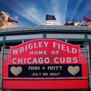 Personalized Wedding Gift, Chicago Cubs Wrigley Field Sign Anniversary Gift Baseball Decor Wall Art pp192