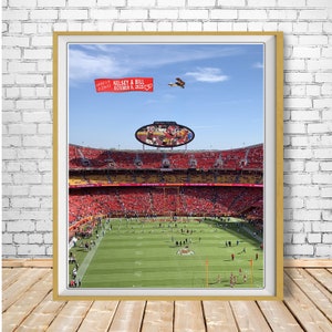 Spersonalizowany prezent ślubny, nadruk Kansas City Chiefs, prezent rocznicowy, prezent walentynkowy, dekoracje piłkarskie, dekoracje Chiefs, Arrowhead Stadium p555