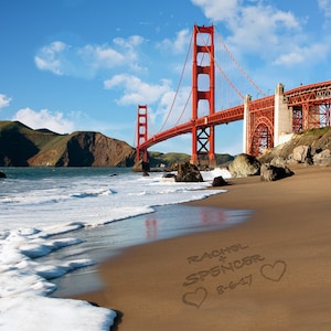 San Francisco Wedding Gift - Golden Gate Bridge - Personalized Wedding Present Romantic Anniversary Gift pp193