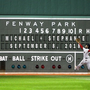 Personalized Wedding Gift, Boston Red Sox, Fenway Park, Scoreboard, Anniversary Gift, Valentines Gift Red Sox Fans, Baseball Decor Art pp204