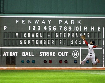 Personalized Wedding Gift, Boston Red Sox, Fenway Park, Scoreboard, Anniversary Gift, Valentines Gift Red Sox Fans, Baseball Decor Art pp204