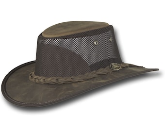 Barmah Hats Foldaway Bronco Cooler Leather Hat - Item 1062