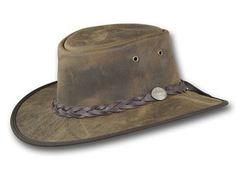 Barmah Hats Foldaway Bronco Leather Hat - Item 1060