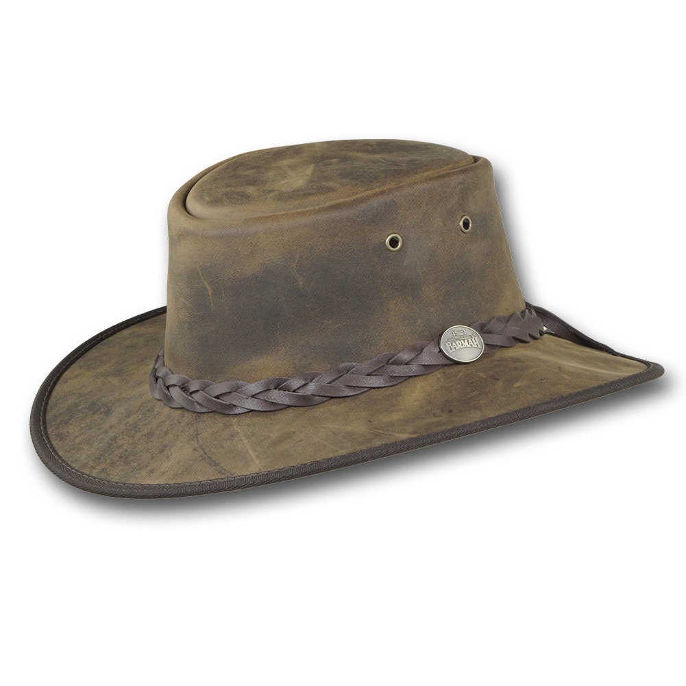Barmah Hats Foldaway Bronco Leather Hat Item 1060 