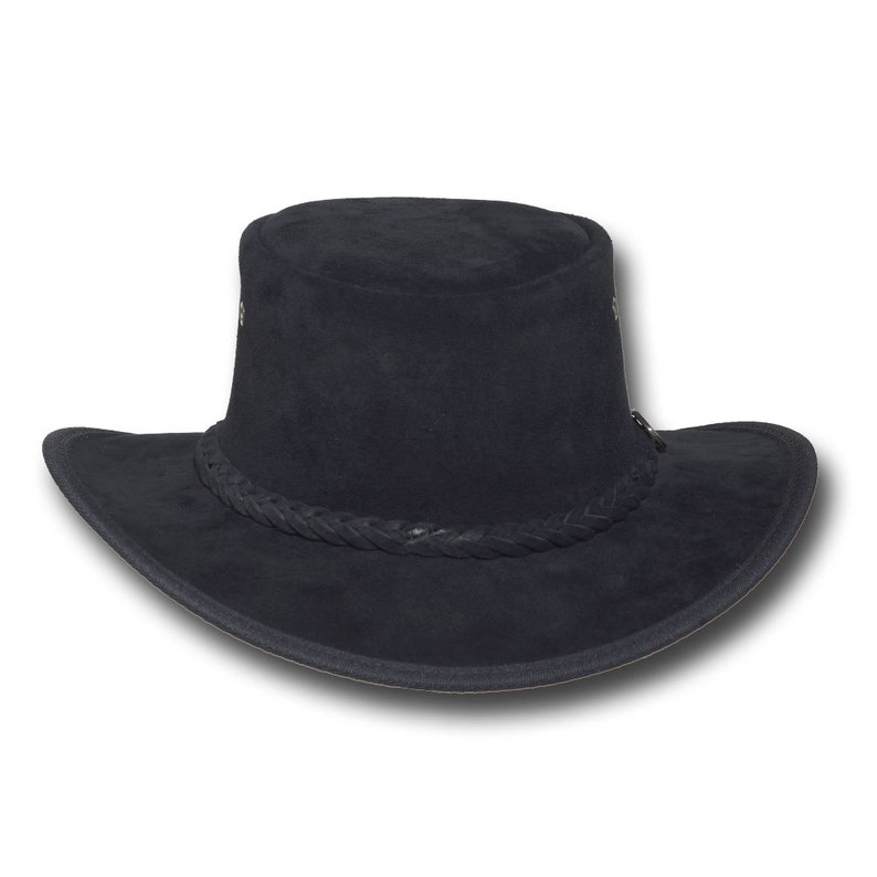 Barmah Hats 1066BL Foldaway Pig Suede Leather Hat in Black | Etsy