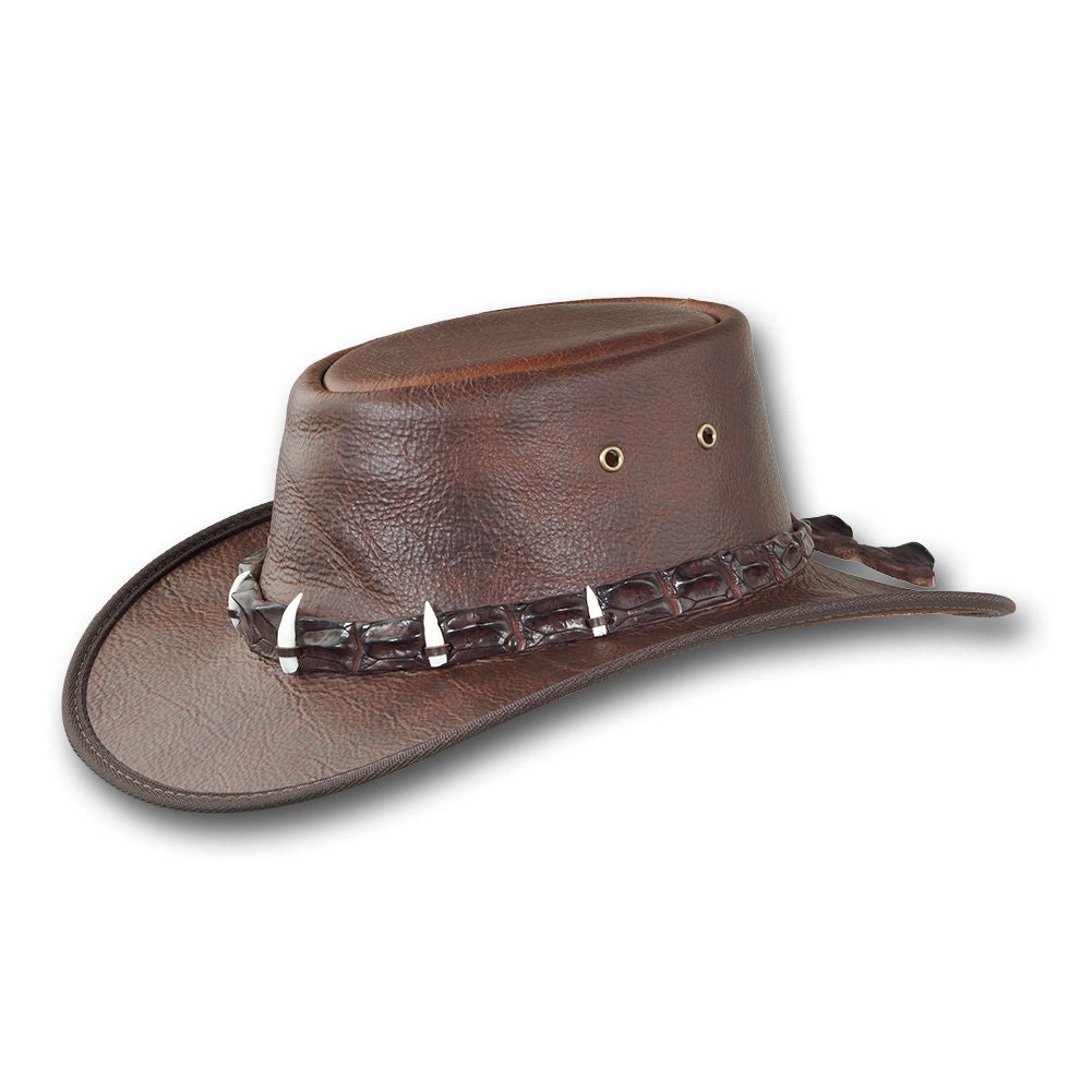 Barmah Hats Bison Outback Crocodile Leather Hat - Item 1033