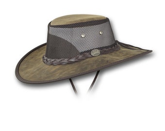 Barmah Hats Wide Brim Foldaway Bronco Cooler Leather Hat - Item 2080