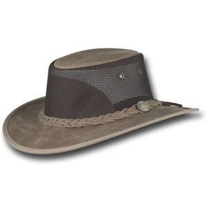 Barmah Hats Foldaway Bronco Cooler Leather Hat - Item 1062