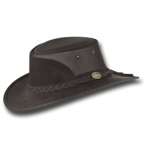 Barmah Hats Foldaway Bronco Cooler Leather Hat Item 1062 Brown