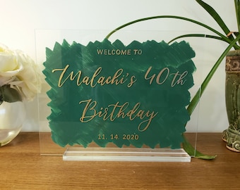 sweet16 Baby Shower Welcome Sign baby/'s first birthday Customized Hand Painted Clear Acrylic Plexiglass any wording  any event bat mitzvah