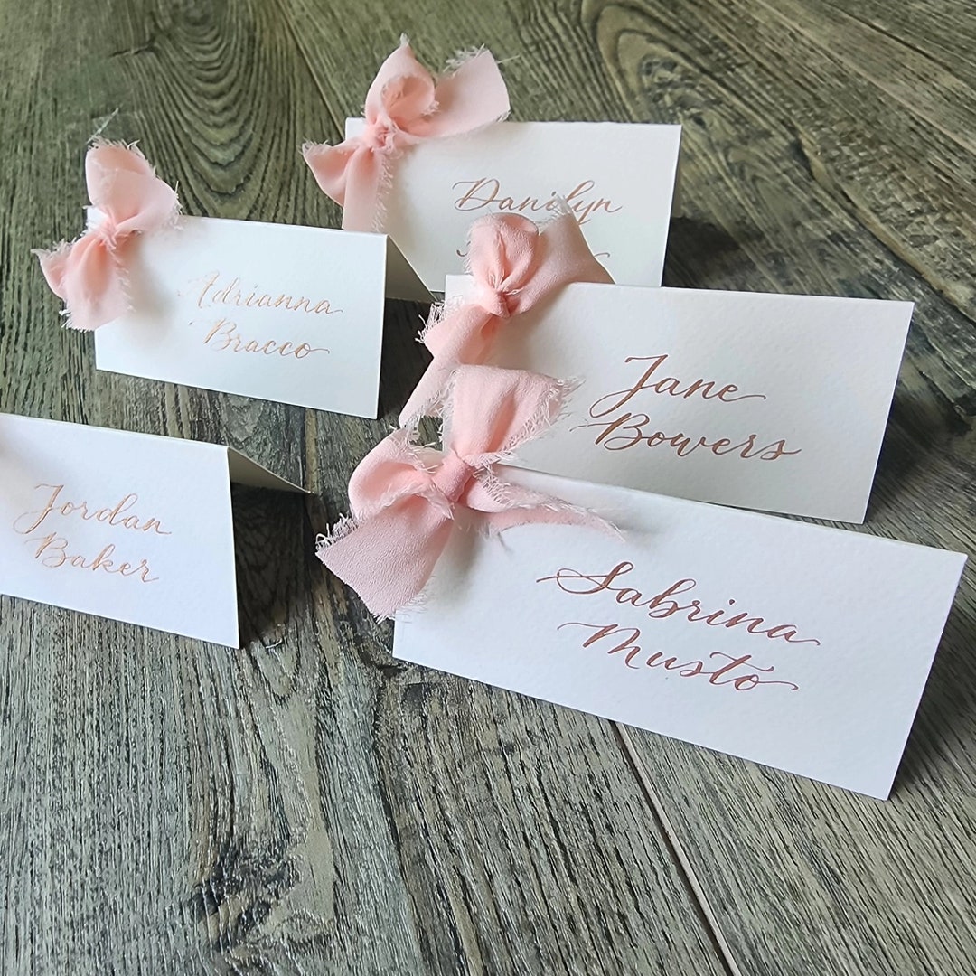 Cards Ribon Wedding Place Cards Chiffon Ribbon Bow