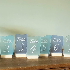 Sea Glass Signs or Table number cards hand written Calligraphy WITH stand 3x5 or 4x6 seating escort-5 colors matches placecards quick ship