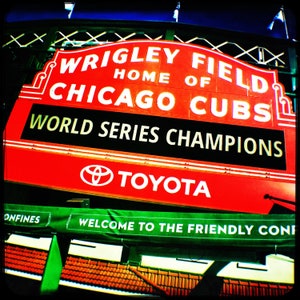 Wrigley Field Marquee, World Series, Chicago Cubs, Fly the W, Sign, Cubbies, Baseball Stadiums