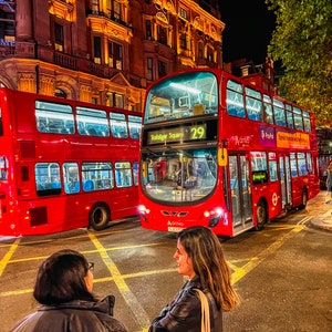 Double Decker Bus, London at night