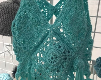 Crocheted Tank Top - Crop Top - Beach Cover Up