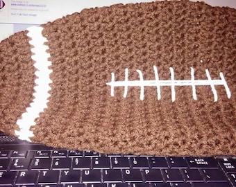 Crocheted Football Cocoon for Newborn - Sports Fan Photo Prop - College Colors Newborn Outfit - Handmade Team Shower Gift