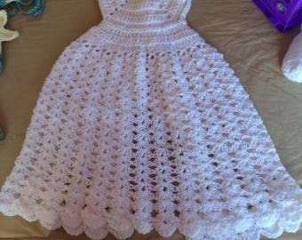 Beautiful Crocheted Christening Gown - Newborn Christening Dress - Pretty Crocheted Dress for Baby
