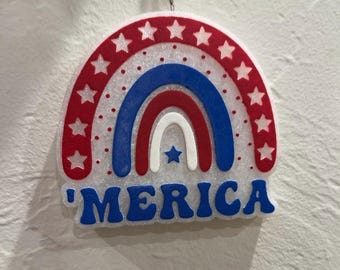 Merica Rainbow | Red White & Blue | America | 250 | Car Freshie | Car Freshener |