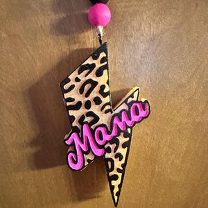Mama Leopard Lightning Bolt Car Freshie