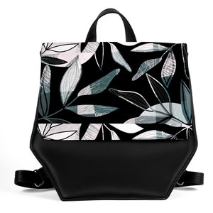 Mochila floral minimalista, Mochila Hobo, , celda de miel, Regalo útil, Mochila negra