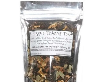 Reiki Charged 4 Plague Thieves Immune Support Tea Wildcrafted Loose Leaf Dried Herbs Cloves Lemon Cinnamon Eucalyptus Rosemary 1.4 oz bag