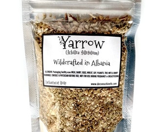 Reiki Charged Yarrow Flower and Stem Achillea Millefolium Wildcrafted in Bulgaria Loose Leaf Dried 0.5 oz bag Small Sample Tea