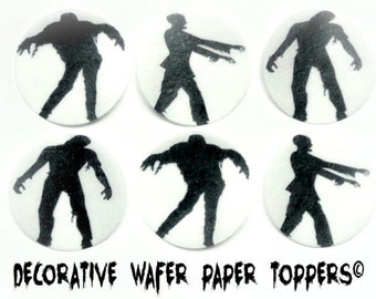 Zombie Silhouettes 24 Decorative Wafer Paper Toppers © Pre Cut Decorations Toppers Cupcakes Cookies Wedding Dessert