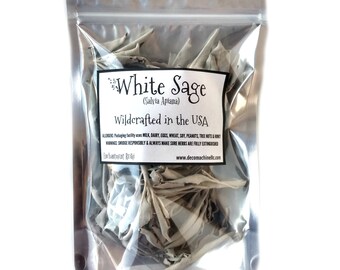 Reiki Charged White Sage Salvia Apiana Wildcrafted in the USA Loose Leaf Dried Broken Pieces 1 oz bag Smudging Sacred Herbs Tea