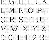 Inspired Stamps 6x8, 100 photopolymer stampset UPPERCASE TYPEWRITER Alphabet NEW