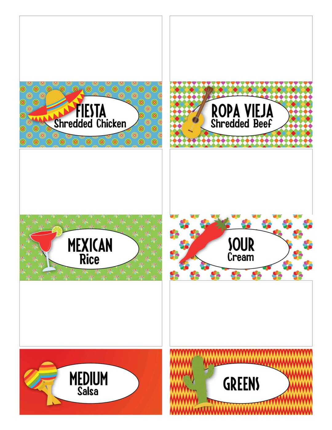 Mexican Fiesta Food Cards Ole - Etsy mexican-fiesta-food-cards-ole-etsy