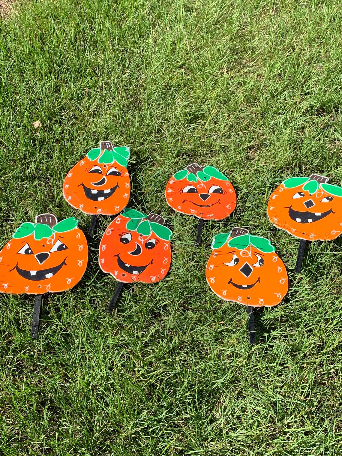 Set of eight halloween stakes fall yard art wooden Etsy
