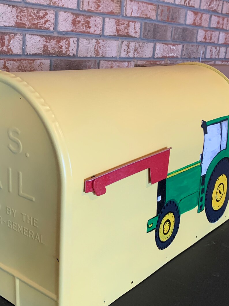 John deere tractor mailbox tractor mailbox yellow mailbox Etsy