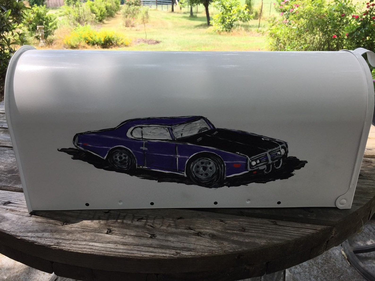 Hand painted mailbox sports car Etsy