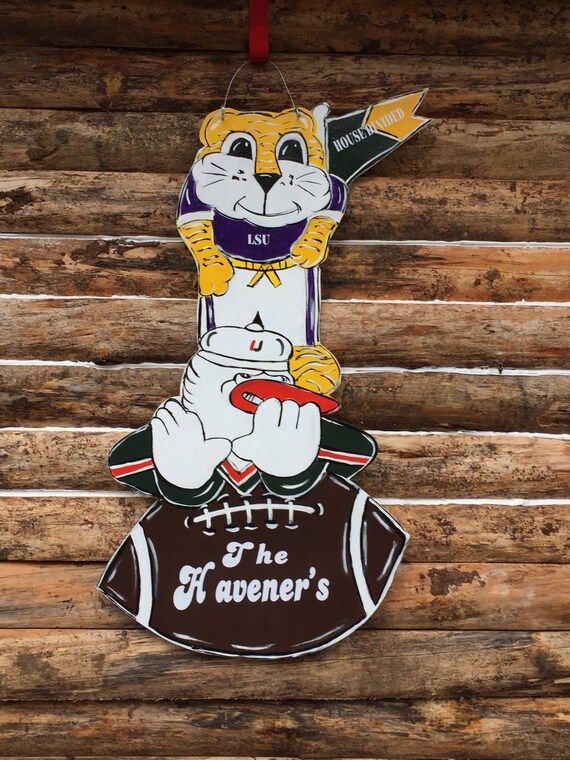 House Divided Home Decor Miami Hurricanes Lsu Football Etsy