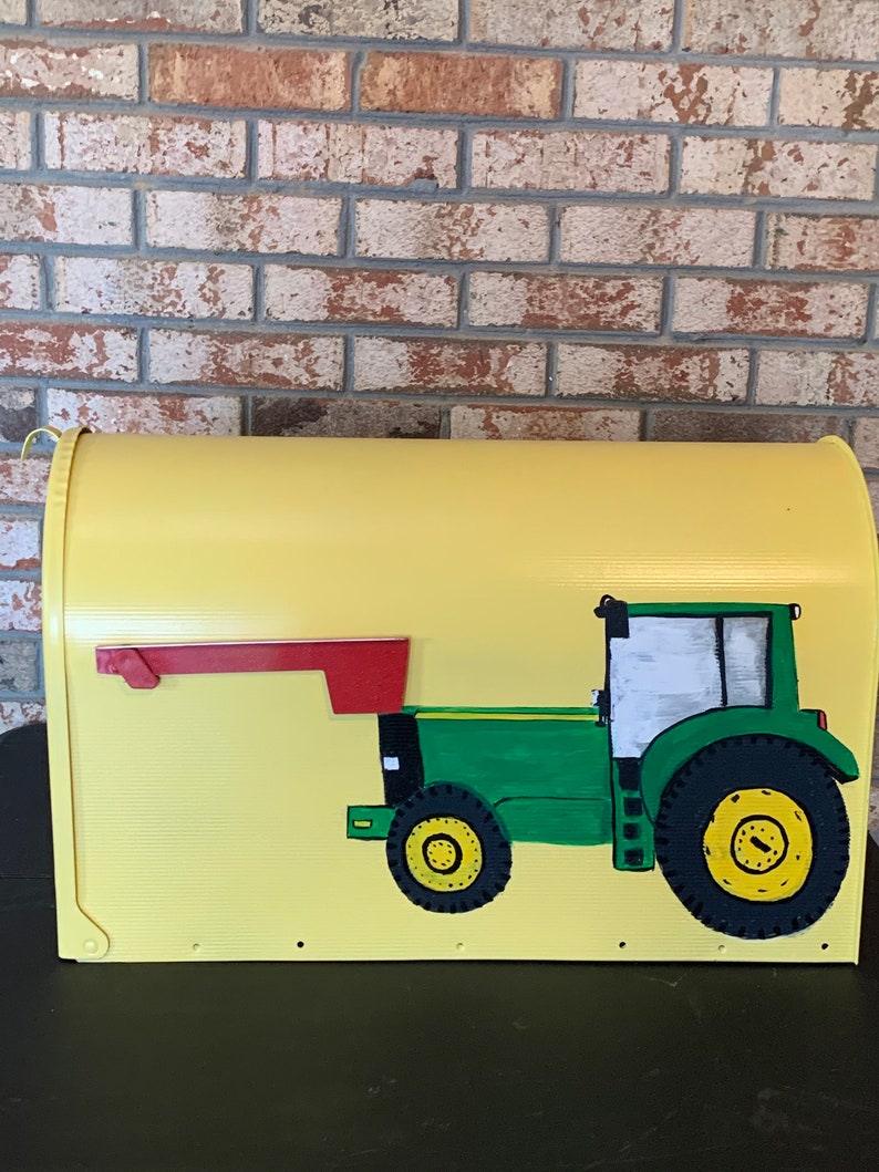 John deere tractor mailbox tractor mailbox yellow mailbox Etsy