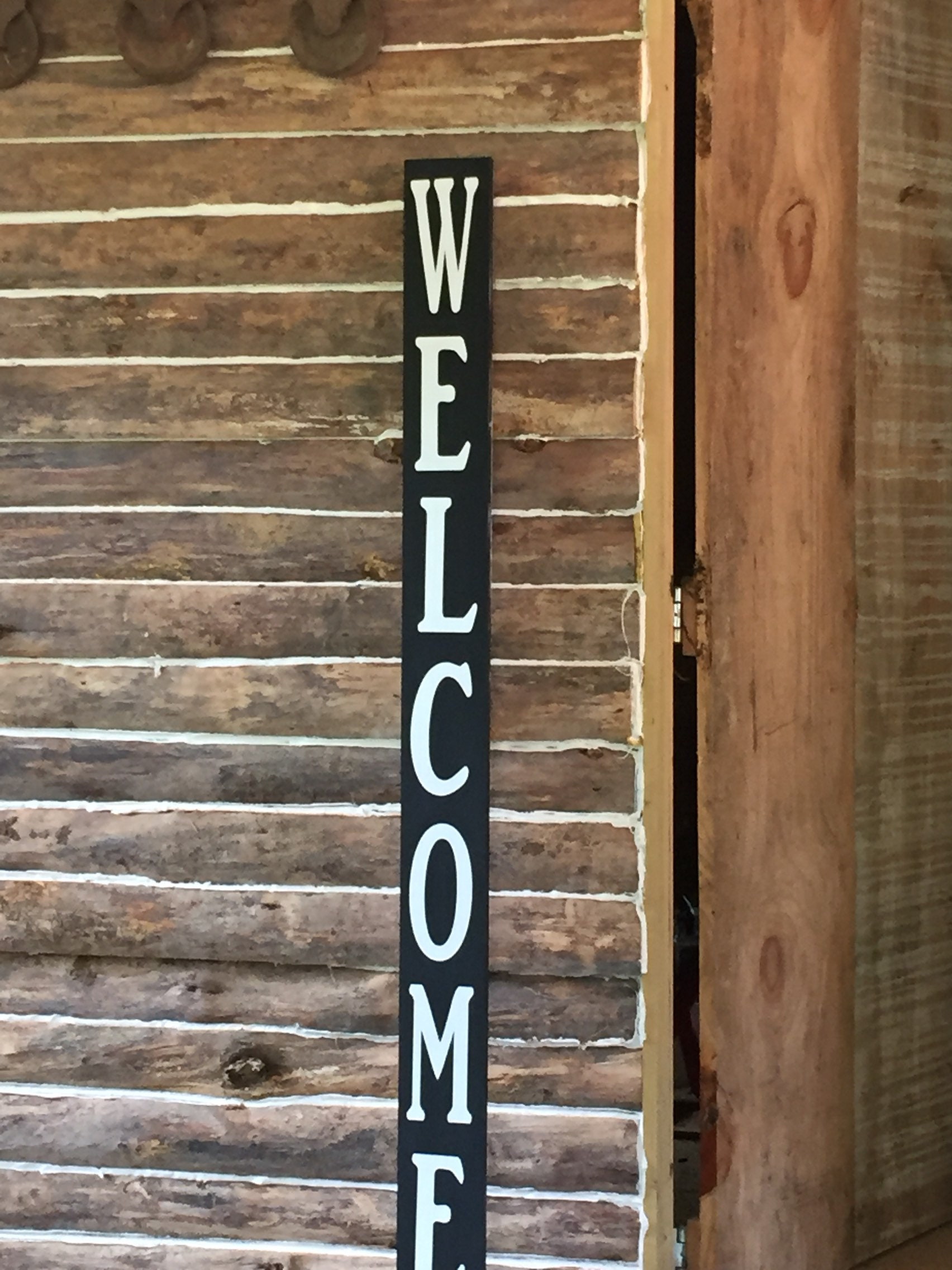 Black Welcome Signs Outdoor Welcome Sign Rustic Wood Etsy