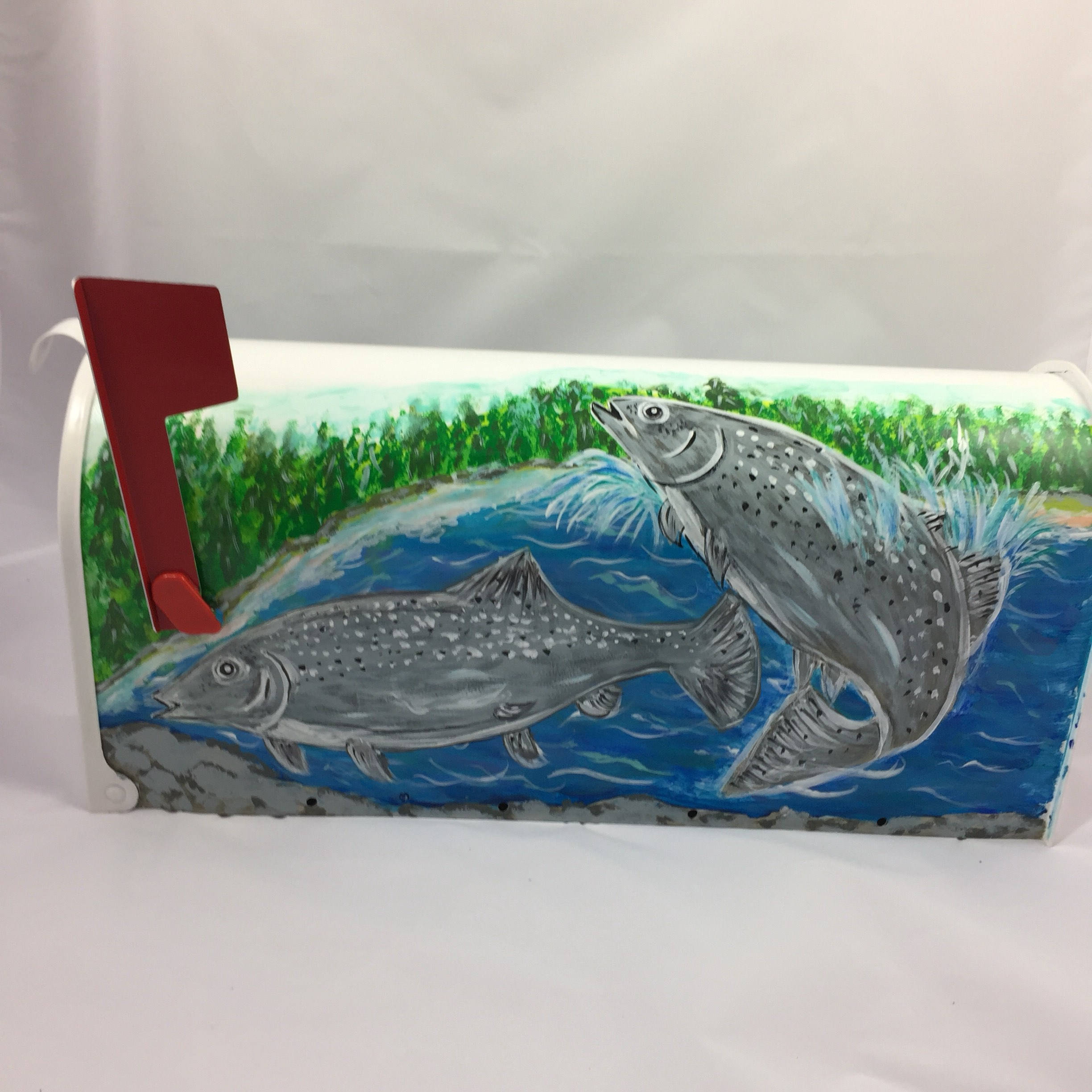 Fishing mailbox hand painted mailbox gone fishing Etsy