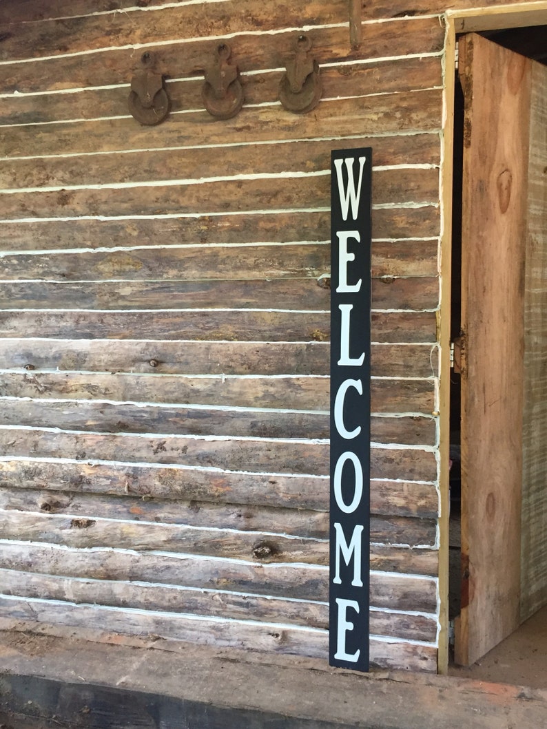 Black Welcome signs Outdoor Welcome sign Rustic wood welcome sign Welcome sign Tall welcome sign for front porch entryway sign