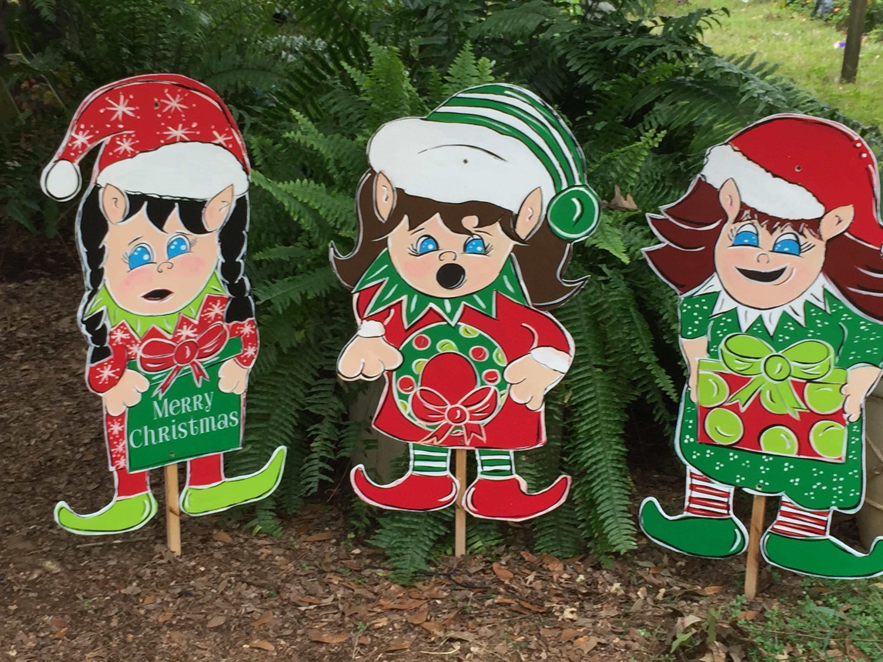 Christmas elves outdoor yard art Outdoor lawn art | Etsy