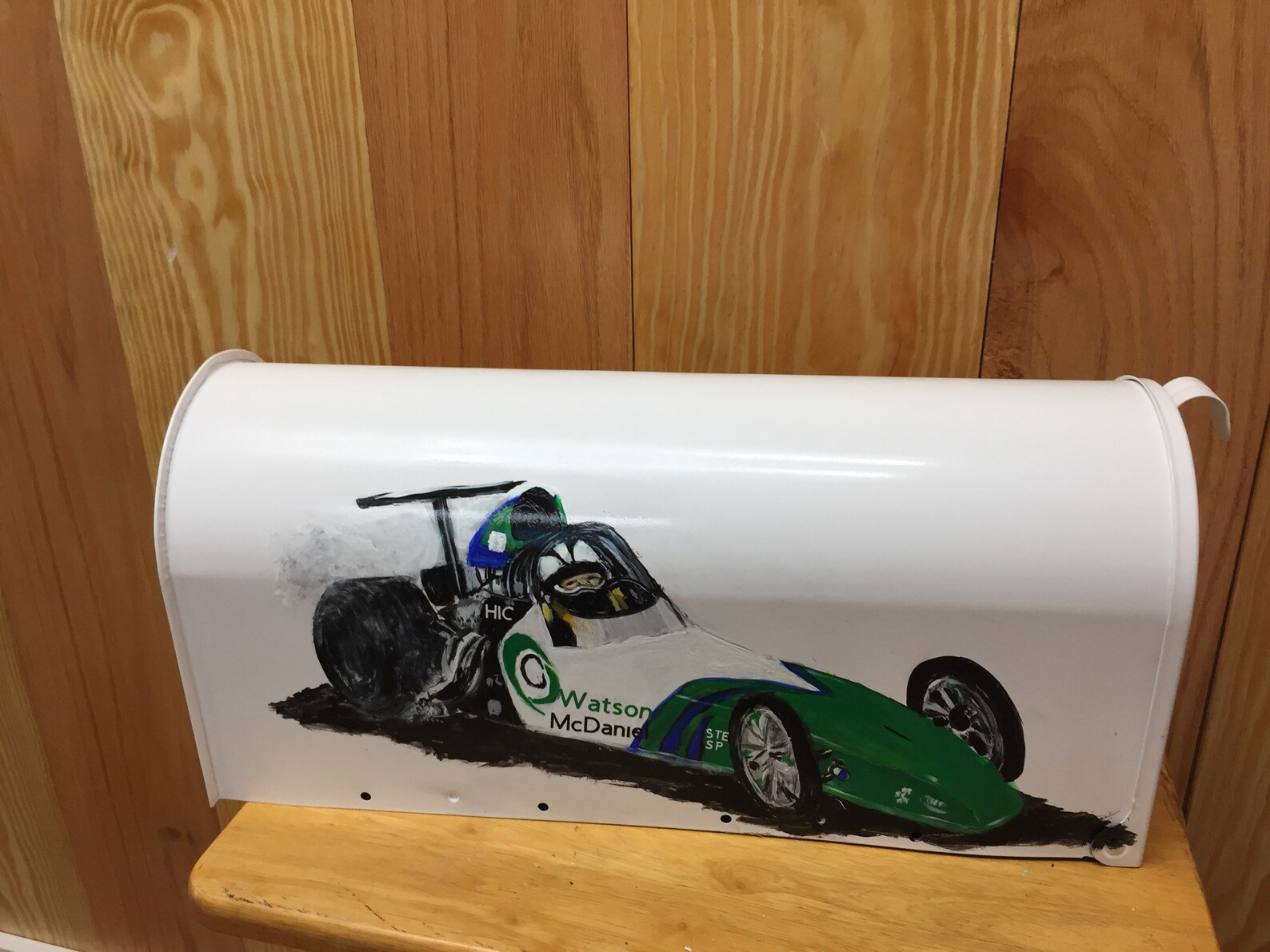 Hand painted mailboxes Race Car Mailbox Last Name Curb Etsy