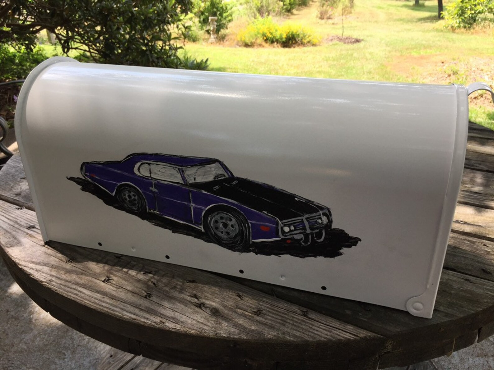 Hand painted mailbox sports car | Etsy